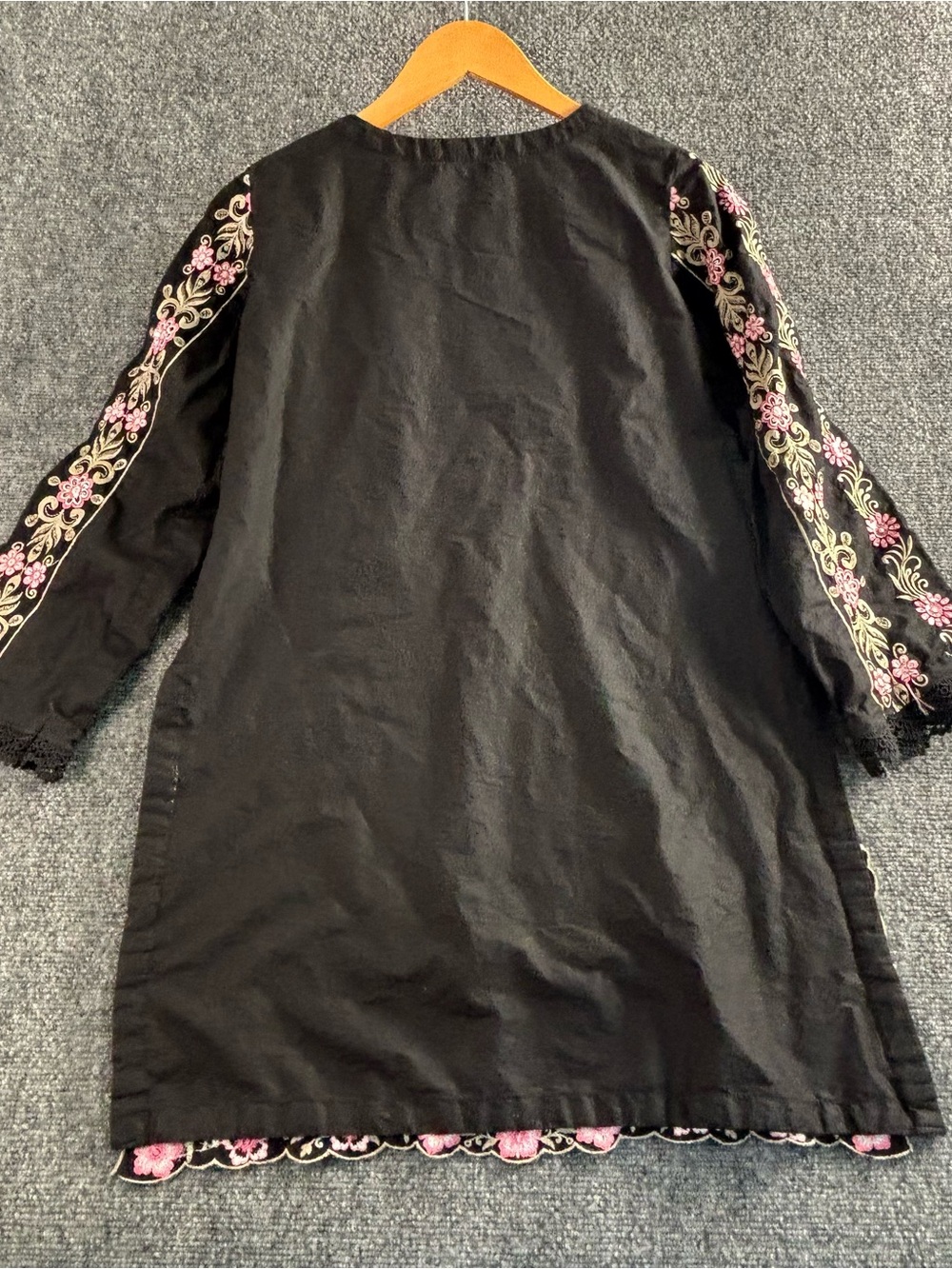 Mushtaq Sons Pakistani Kurti Tunic Womens Small Black Embroidered Sequin - Picture 6 of 8